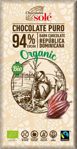 Ciocolata Sole - Spania - Ciocolata neagra bio si fairtrade 94% cacao, 100g Chocolates Sole