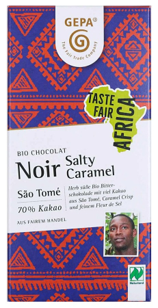 Alimente - Ciocolata neagra bio si fairtrade cu caramel sarat, 80g Gepa