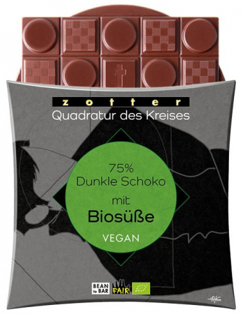 Alimente - Ciocolata neagra bio si vegana 75% cacao ndulcita cu eritritol, 70g Zotter