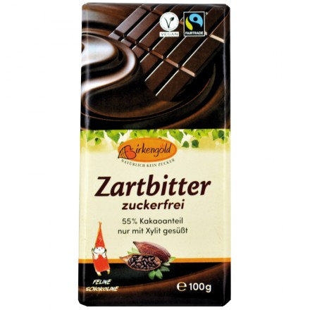 Tendinte - Ciocolata neagra indulcita doar cu xylitol 55% cacao, 100g Birkengold
