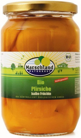 Conserve, Pateuri, creme tartinabile - Compot bio de piersici jumatati, 680g / 385g Marschland Naturkost