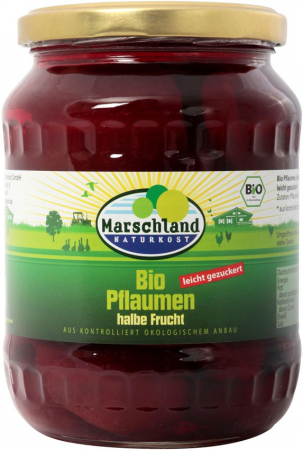 Alimente - Compot bio de prune jumatati 680g / 375g Marschland Naturkost