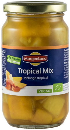 Dulceturi, gemuri, compoturi - Compot bio, mix din fructe tropicale, 360g / 230g Morgenland