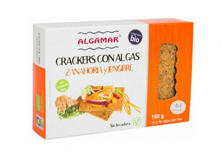 Snacksuri - Crackers cu morcovi, ghimbir si alge marine bio 160g