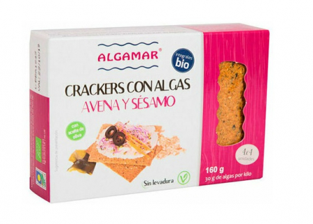 Snacksuri - Crackers cu ovaz, susan si alge marine bio 160g