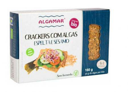 Snacksuri - Crackers din spelta cu susan si alge marine bio 160g