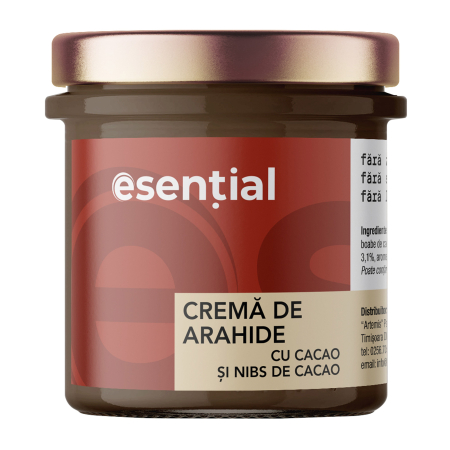 Alimente - Crema de arahide cu cacao si nibs de cacao, 300g Esential