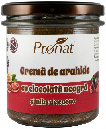 Alimente - Crema de arahide cu ciocolata neagra si nibs de cacao, 300g Pronat