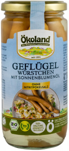 Produse din carne - Cremvursti bio din carne de curcan cu ulei de floarea soarelui, 380g Okoland