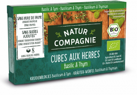 Tendinte - Cuburi bio cu verdeturi, busuioc si cimbru, 8 cuburi Natur Compagnie