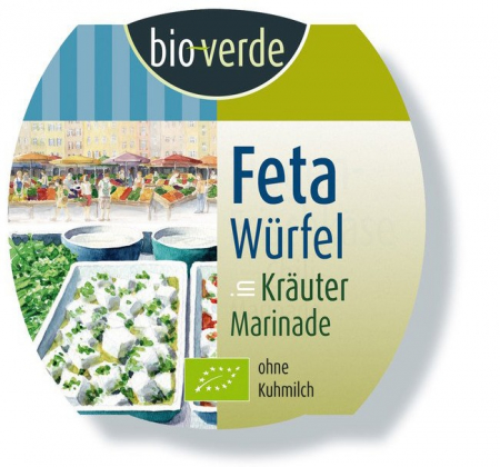 Tendinte - Cuburi de feta bio in marinata de plante, 125g Bioverde