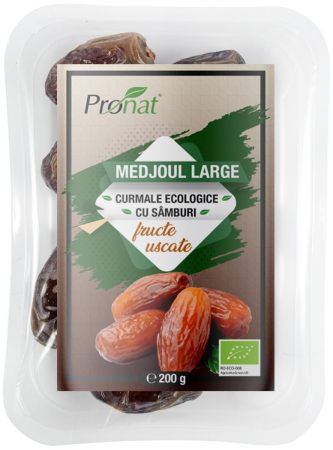Alimente - Curmale bio cu samburi Medjoul Large, 200g Pronat