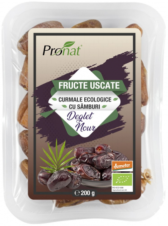 Alimente - Curmale cu samburi bio si demeter Deglet Nour, 200g Pronat