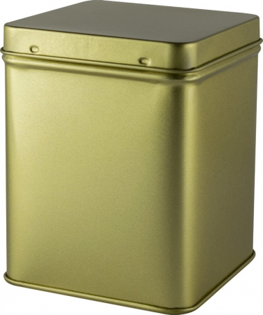 Ceaiuri, Cafea si Inlocuitori - Cutie din metal cu capac, patrata, 100g, pentru ceai Gold Star