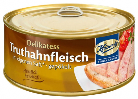 Produse din carne - Delicatesa din carne de curcan in suc propriu, 300g Keunecke