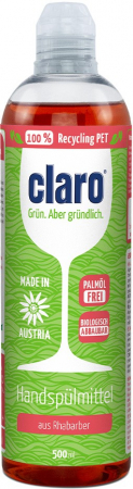 Produse pentru curatenia casei - Detergent lichid ecologic pentru spalarea manuala a vaselor, cu rubarba, 500ml Claro