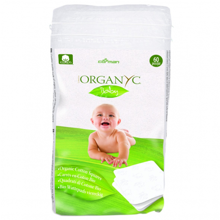 Cosmetice pentru copii - Dischete patrate Baby din bumbac organic 60 buc Organyc