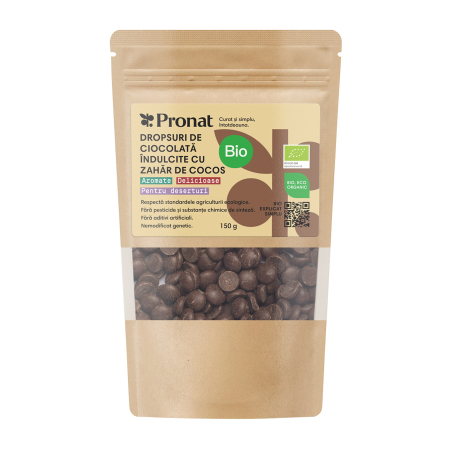 Ciocolata diversa - Dropsuri bio de ciocolata ndulcite cu zahar de cocos, 150g Pronat