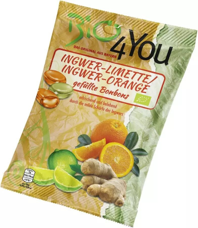 Ciocolata - Dropsuri bio din ghimbir-lime si ghimbir-portocale, 75g Bio 4 You