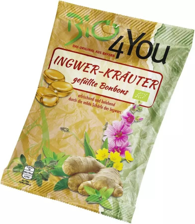 Alimente - Dropsuri bio umplute din ghimbir si plante, 75g Bio 4 You