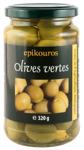Masline - Masline verzi bio cu samburi in saramura, 320g Epikouros