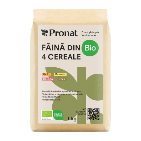 Alimente - Faina bio din 4 cereale natural fara gluten, 1 kg Pronat