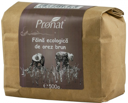 Orez, Faina si Premixuri - Faina de orez brun bio, 500g Pronat