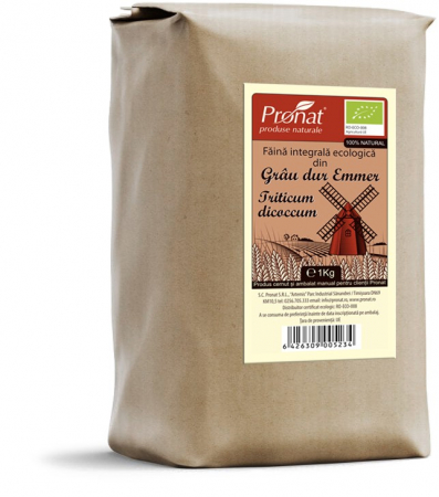 Orez, Faina si Premixuri - Faina integrala bio din grau dur Emmer 1kg Pronat