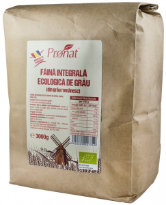 Orez, Faina si Premixuri - Faina integrala de grau bio, 3000g Pronat