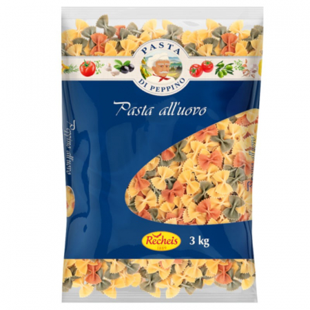 Alimente - Farfale tricolore din grau dur cu ou, 3kg, Recheis