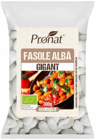 Leguminoase si seminte - Fasole alba gigant bio, 300g Pronat