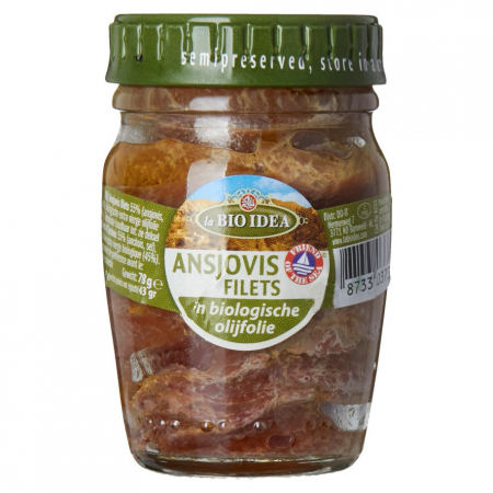 Conserve, Pateuri, creme tartinabile - File de ansoa in ulei de masline extravirgin bio 78g Bio Idea
