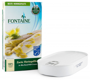 Conserve, Pateuri, creme tartinabile - File de hering fraged in sos bio cu mustar si marar, 200g Fontaine
