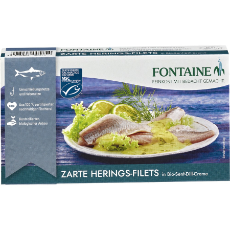Alimente - File de hering în crema bio de mustar si marar