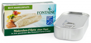 Conserve, Pateuri, creme tartinabile - File de macrou fara piele in sos bio de rosii si curry, 125g Fontaine
