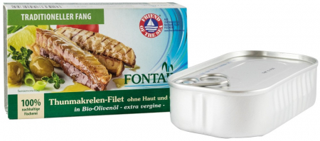 Alimente - File de scrumbie fara piele si fara oase in ulei de masline bio extravirgin, 125g Fontaine
