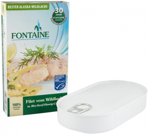 Conserve, Pateuri, creme tartinabile - File de somon salbatic in sos bio cu miere si mustar, 200g Fontaine