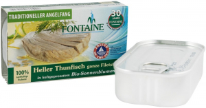 Alimente de baza - File de ton, bucati intregi in ulei de floarea soarelui bio, 120g Fontaine