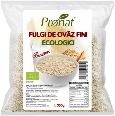 Tendinte - Fulgi bio de ovaz fini, 350g Pronat
