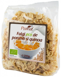 Cereale, fulgi din cereale, mic dejun - Fulgi bio de porumb si quinoa, 200g Pronat