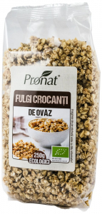 Cereale, fulgi din cereale, mic dejun - Fulgi crocanti bio de ovaz 250g Pronat