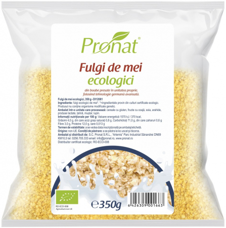 Cereale, fulgi din cereale, mic dejun - Fulgi de mei bio, 350g Pronat