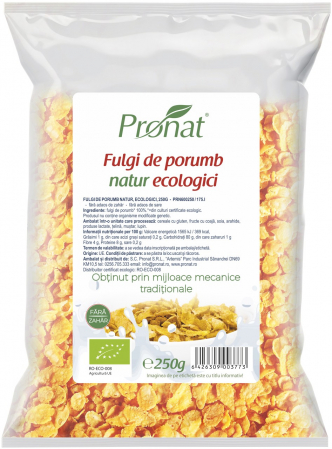 Fara zahar - Fulgi de porumb natur, bio, 250g Pronat