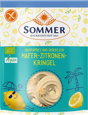 Tendinte - Fursecuri bio din ovaz, fara gluten, cu lamaie, 100g Sommer