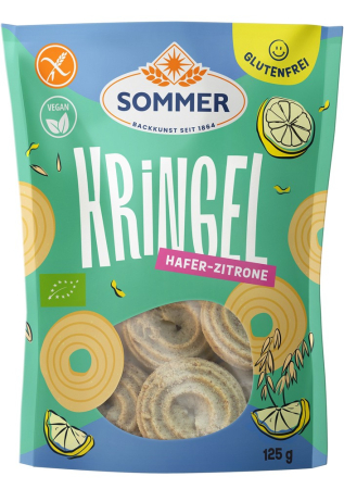 Tendinte - Fursecuri bio din ovaz, fara gluten, cu lamaie, 100g Sommer