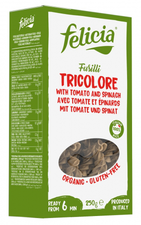 Alimente - Fusilli bio tricolore din faina de orez, 250g Felicia