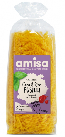 Fara gluten - Fusilli din orez si porumb fara gluten eco 500g AMISA