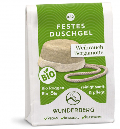 Ingrijire personala - Gel de dus solid bio cu tamaie si bergamota, 80g Wunderberg