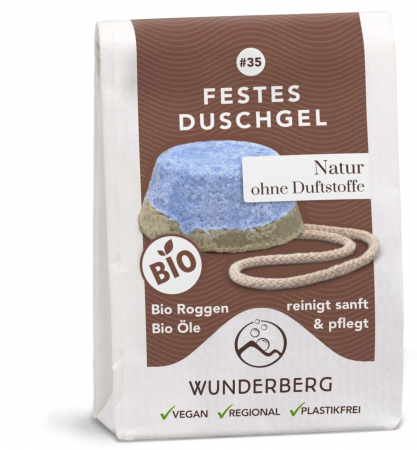 Ingrijire personala - Gel de dus solid bio natural, 80g Wunderberg