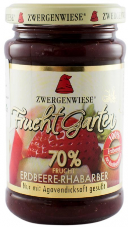 Fara zahar - Gem bio de capsuni si rubarba, indulcit cu sirop de agave, 225g Zwergenwiese